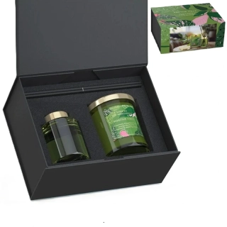 Dárková kazeta aroma difuzér a svíčka Positive Vibes Bartek Candles – vůně ovocně květinová 220 g + 100 ml